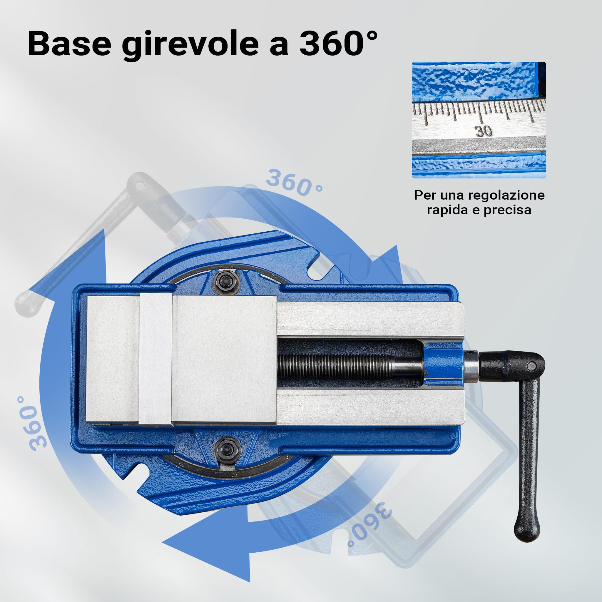 Morsa di precisione per macchinari 100 mm con base girevole Per lavori precisi Da banco