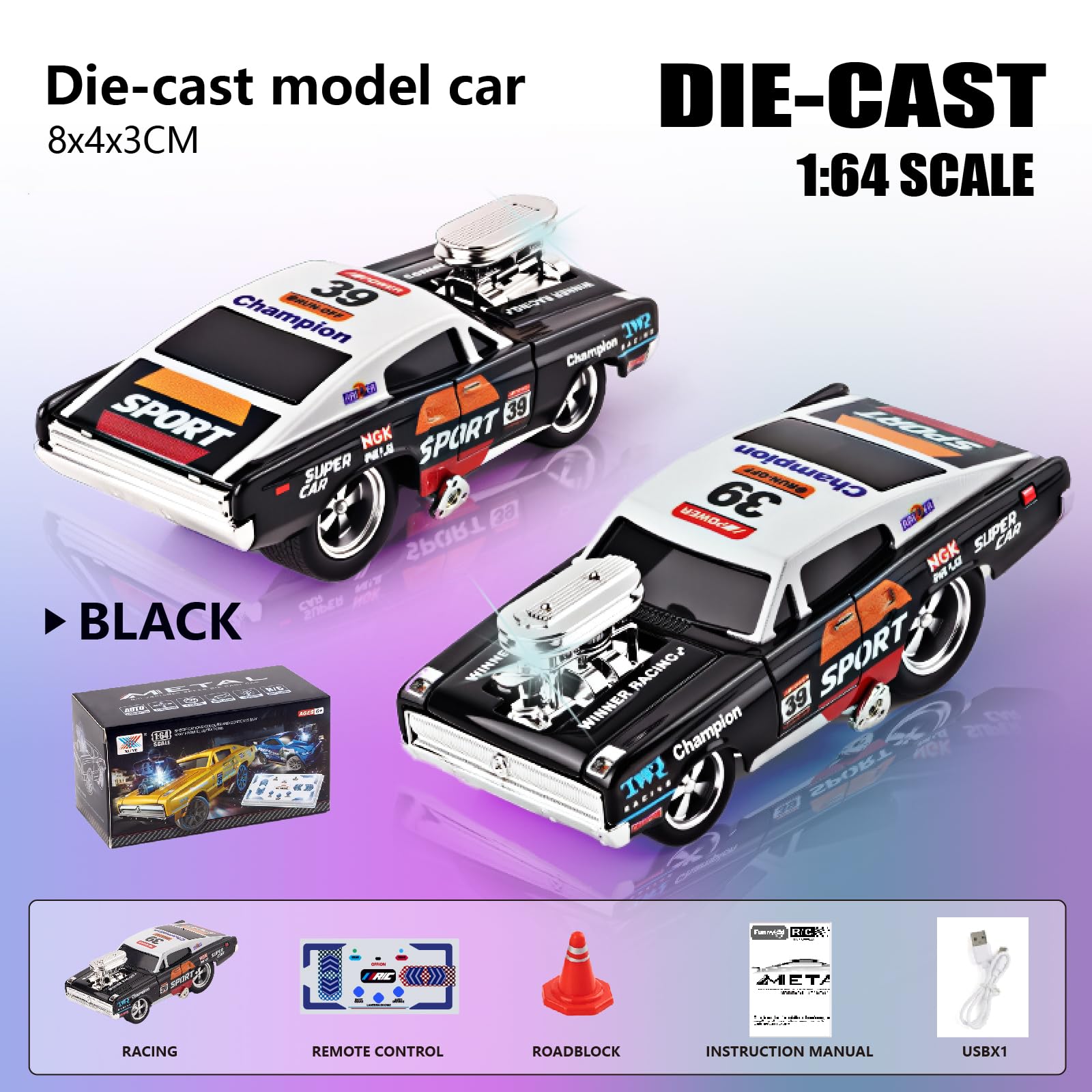funnykid Mini Drift RC Cars, Remote Control Cars Gift Set Toys for 3 4 5 6 7 8 9 10 Year Old Boys, Alloy Body, 3 Speed - Image 2