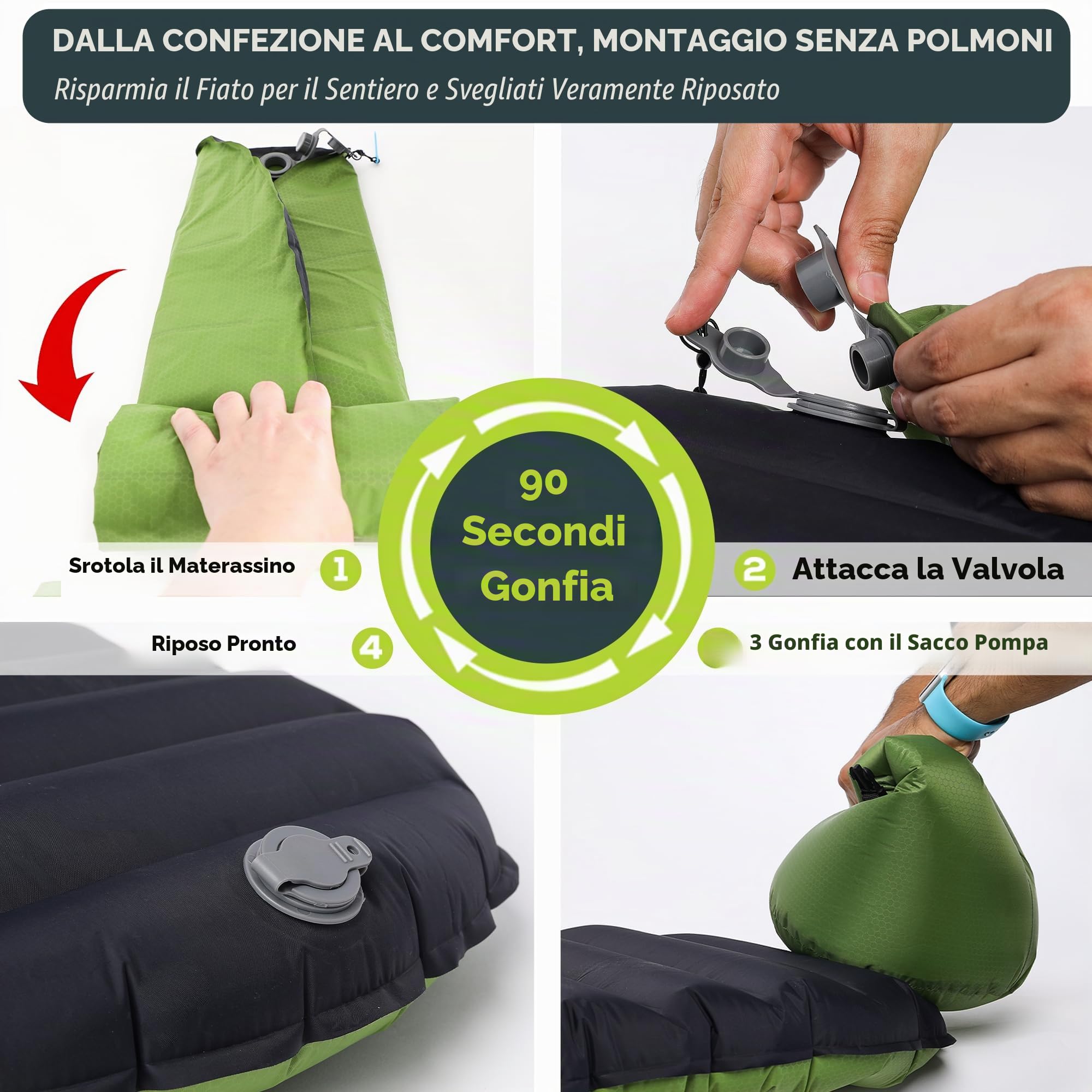 Gear Doctors ApolloAir - Materassino ultraleggero da campeggio, 481,9 g, grande, caldo, 5,2 R-Valore 4 stagioni, perfetto per escursioni, escursioni, materassino leggero gonfiabile e compatto