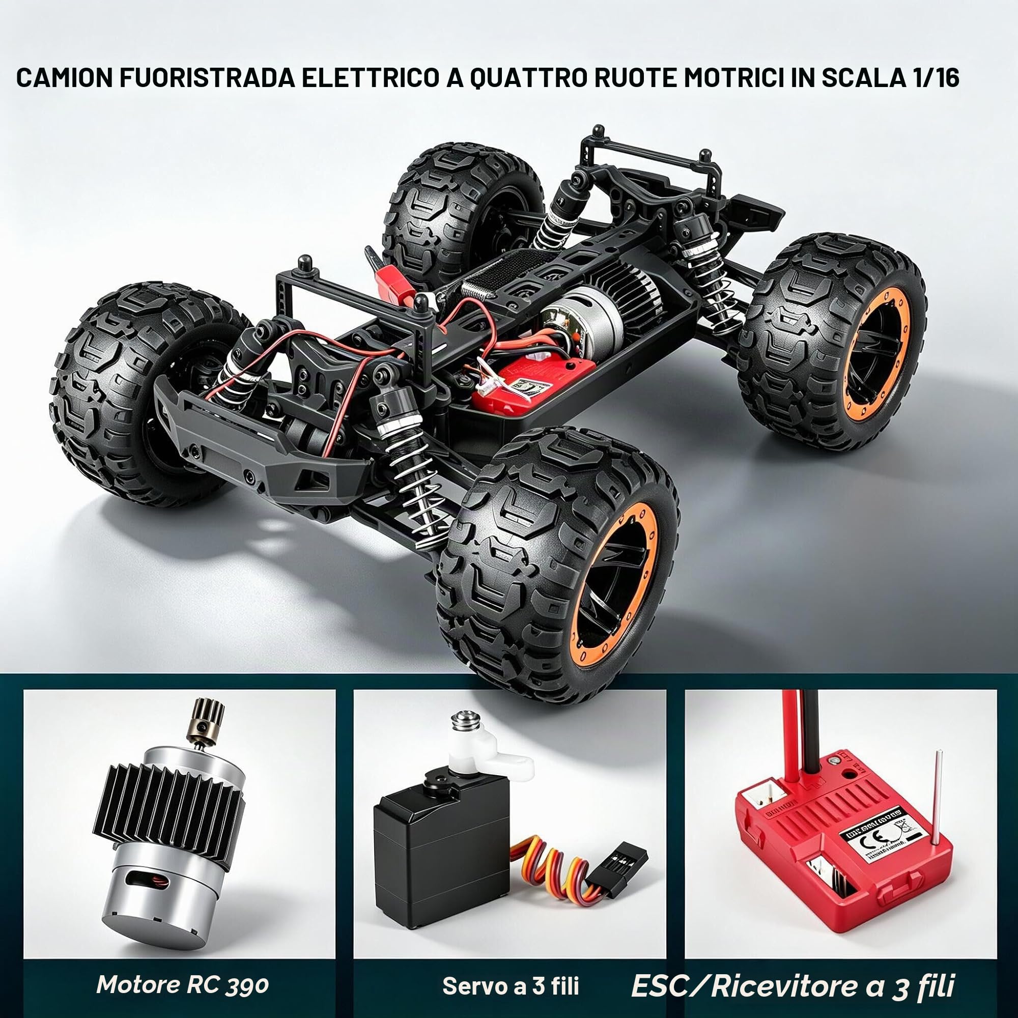 HAIBOXING Auto telecomandata 1:16 RC Monster Truck, impermeabile RTR All Terrain RC Auto 36 km/h, giocattolo telecomandato per bambini e adulti