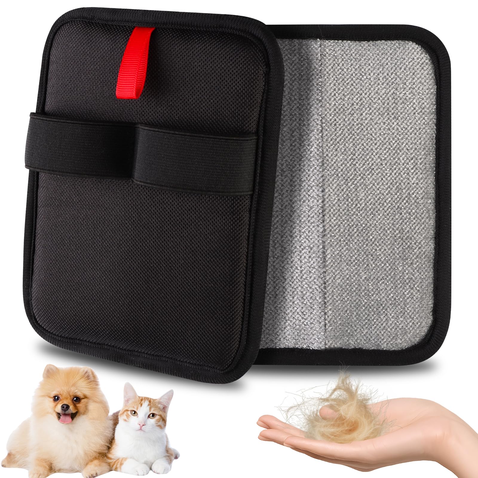 2 Pcs Static Pet Hair Removal Gloves, Reusable Electrostatic Pet Cat Dog Hair Remover Grooming Gloves Brush Tool for Couch, Furniture, Carpet, Car