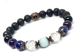 Calming Oil Infused Aromatherapy Diffuser Gemstone Bracelet for Anxiety Relief, Enhanced Mental...