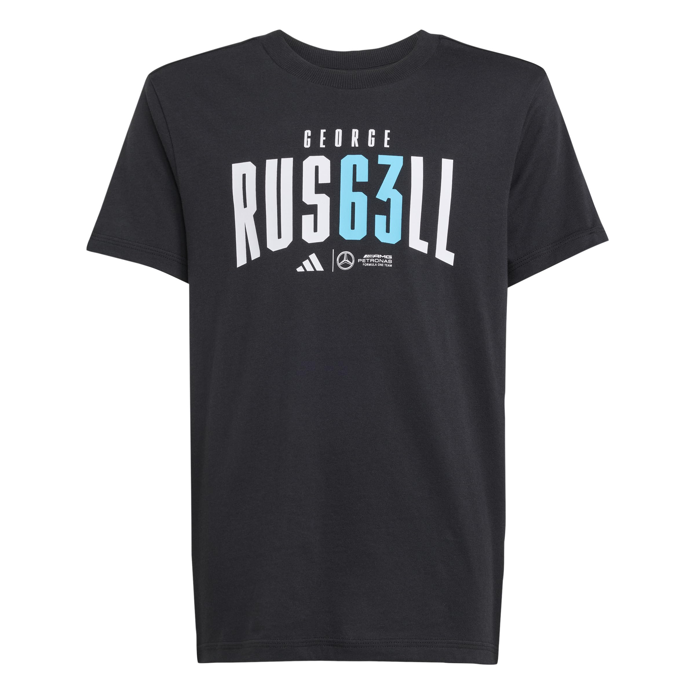 adidas Unisex Kids Mercedes - AMG Petronas Formula ONE Team George Russell TEE Youth, Black, 13-14 Years