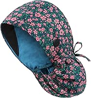 Vista 10 de Gorra médica con forro de satén con bolsillo para cola de caballo, gorro de enfermera médica de algodón con banda elástica para el sudor