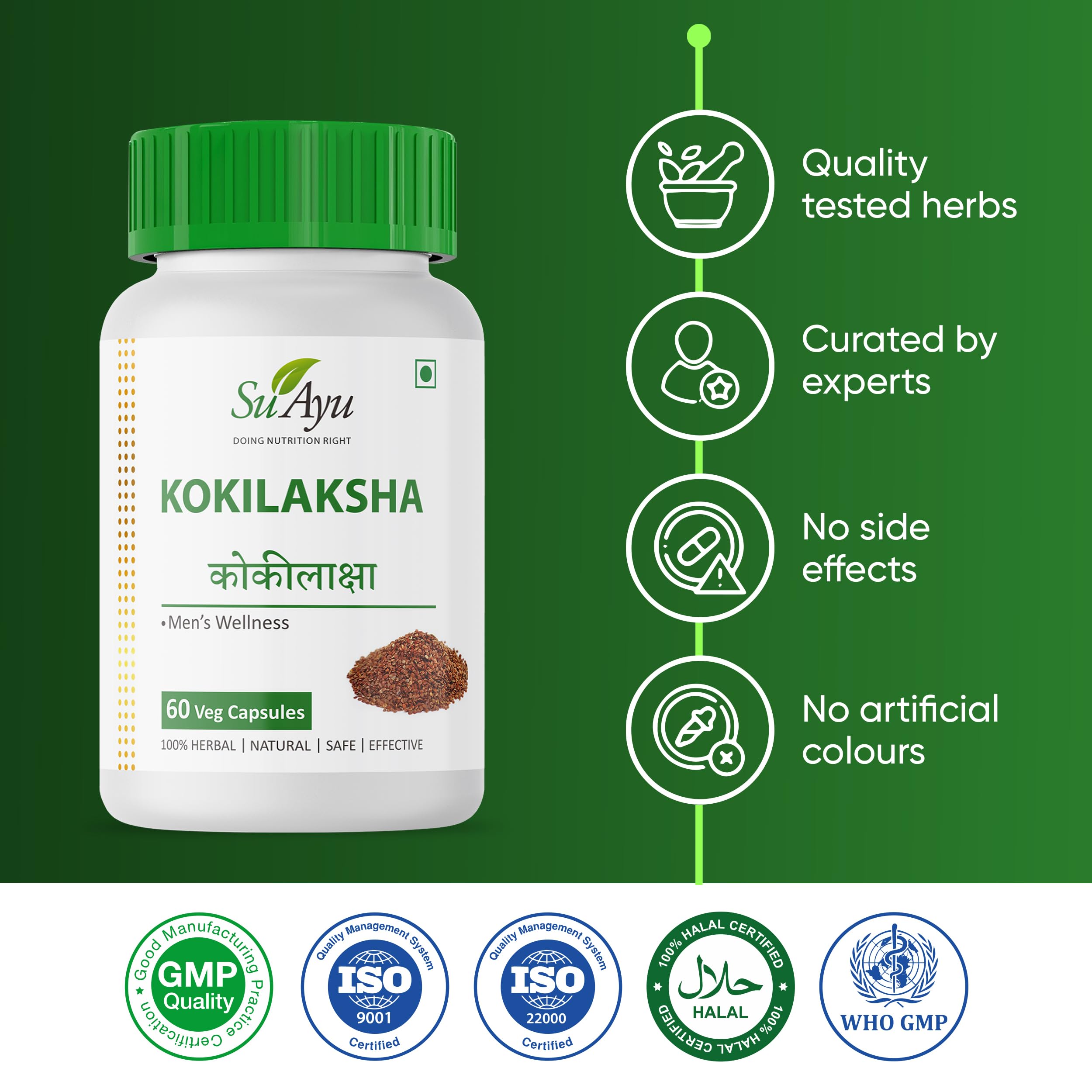 Kokilaksha 60 Capsules (Pack Of 1) | Ayurvedic Men’s Wellness Supplement | Natural Support for Stamina, Energy, Reproductive Health & Vitality | 100% Herbal & Safe — Amazon image 7