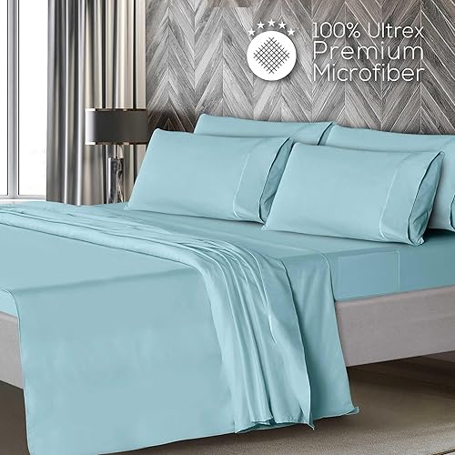 Miniatura 10 de Mueller Ultratemp Bed Sheets Set, Super Soft 1800, 6 Piece California King Sheet Sets, Deep Pocket up to 16", Transfers Heat, Breathes Better,