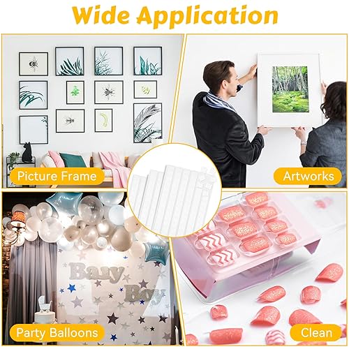 Miniatura 6 de 288 piezas de tachuelas adhesivas, masilla adhesiva segura para pared, masilla de montaje extraíble y reutilizable para colgar imágenes, arte,
