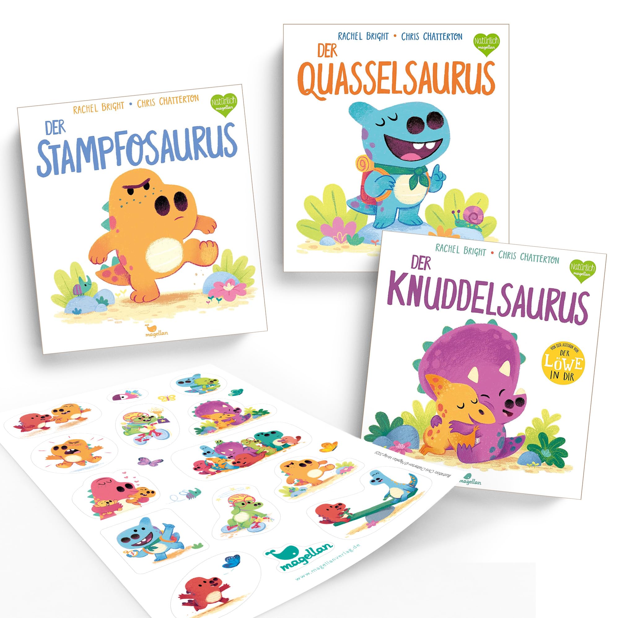 Der Knuddelsaurus, Der Stampfosaurus & Der Quasselsaurus von Rachel Bright – Bilderbuch Set für Kinder & Eltern ab 3 Jahren inkl. Stickerset – Dino-Geschichten über Streit Wut Zuhören & Rücksichtnahme