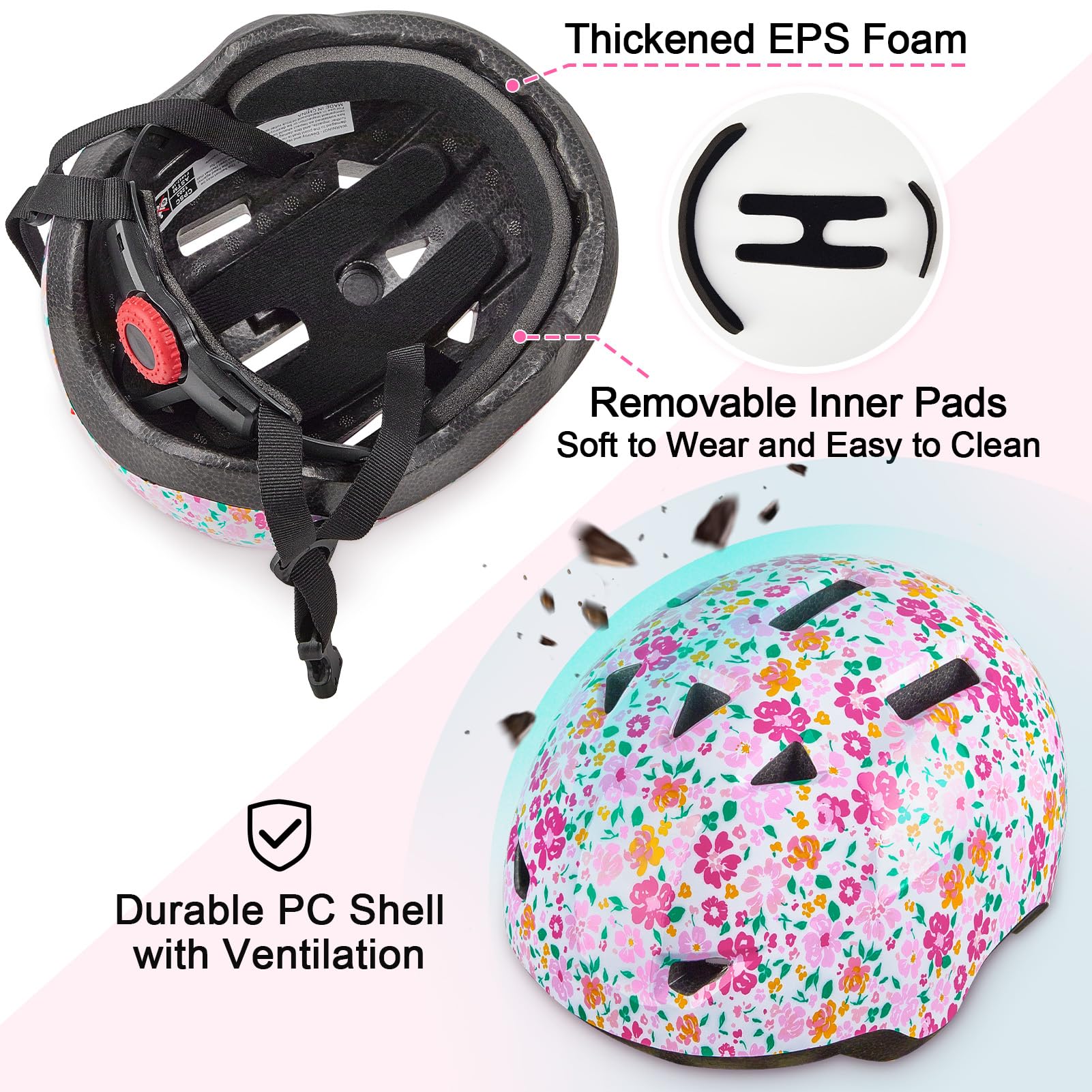 Casco de Bicicleta para niños de 1-3/2-4/3-5/5-8 años, Cascos de Bicicleta Ajustables para niños y niñas, para Scooter, patineta, Ciclismo