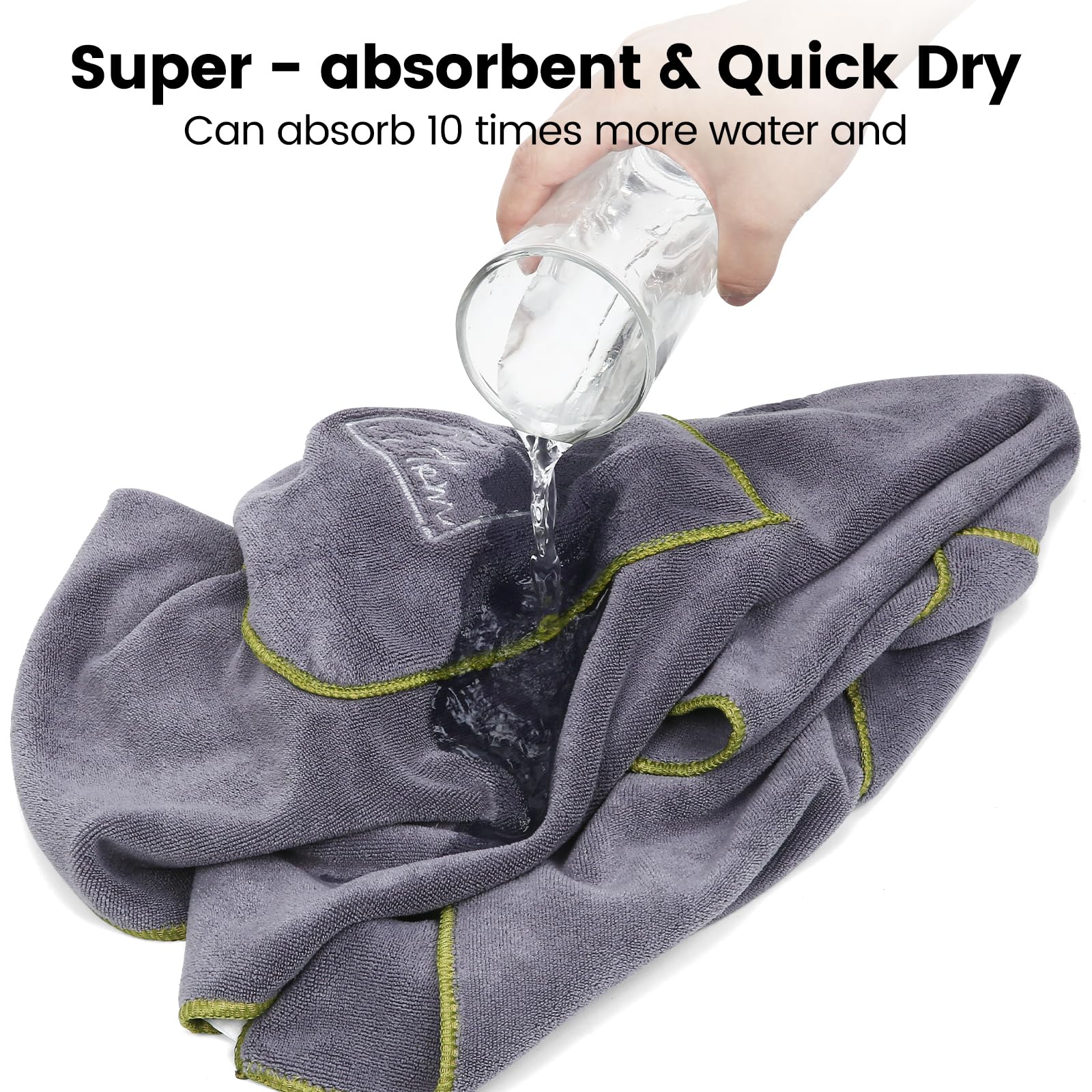 PETTOM Serviette Chien Microfibre Lot de 2, Super Absorbante et Séchage Rapide, Microfibre 400 g/m² avec Poches, Textiles Accessoires Chien pour Bain Pluie Plage, 130 x 75 cm