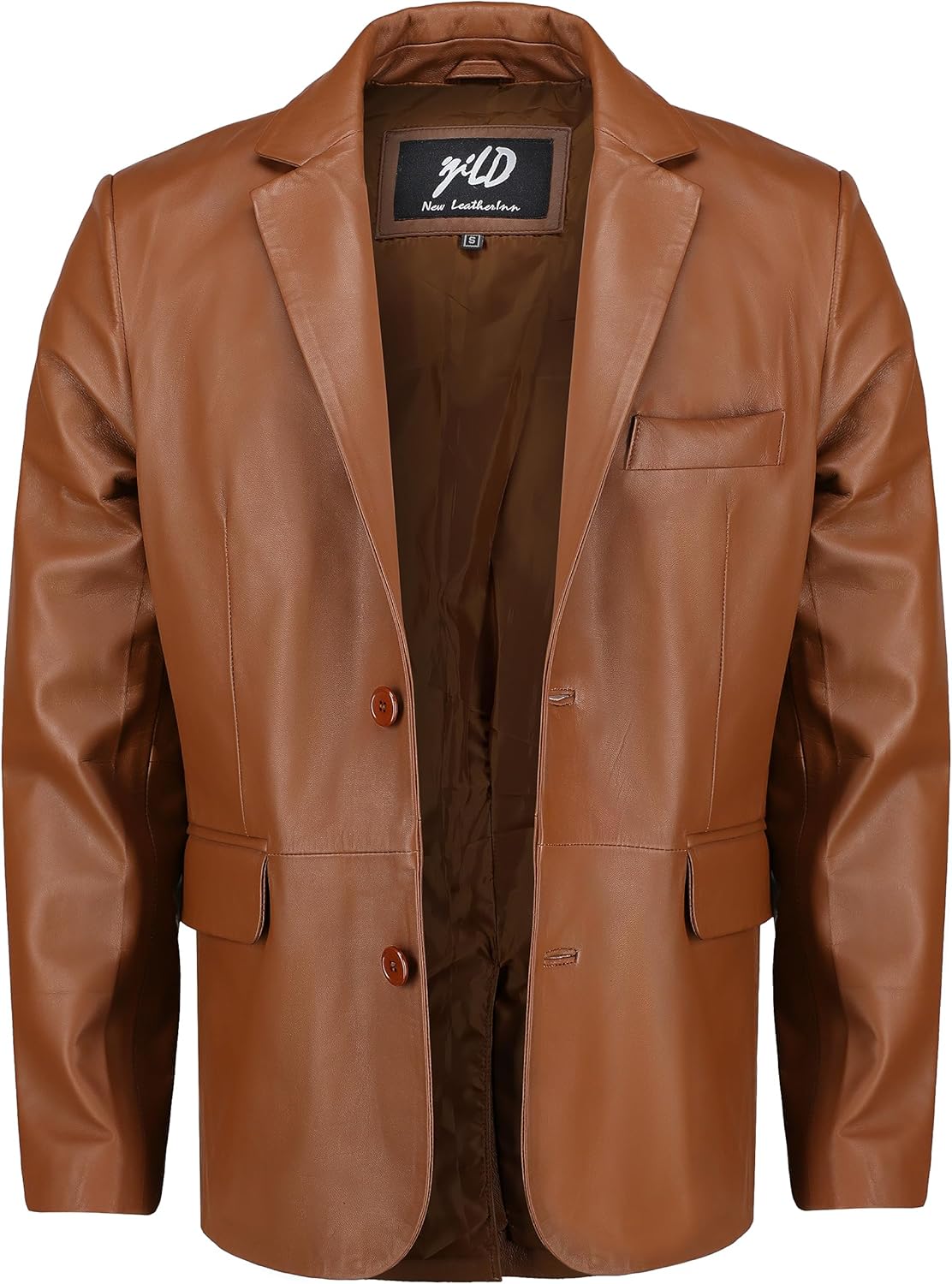 Jild Invisible Stitching Casual Leather Blazer for Men - 2-Button Closure Coat Style Regular Fit Lambskin Leather Jacket Men - Image 2