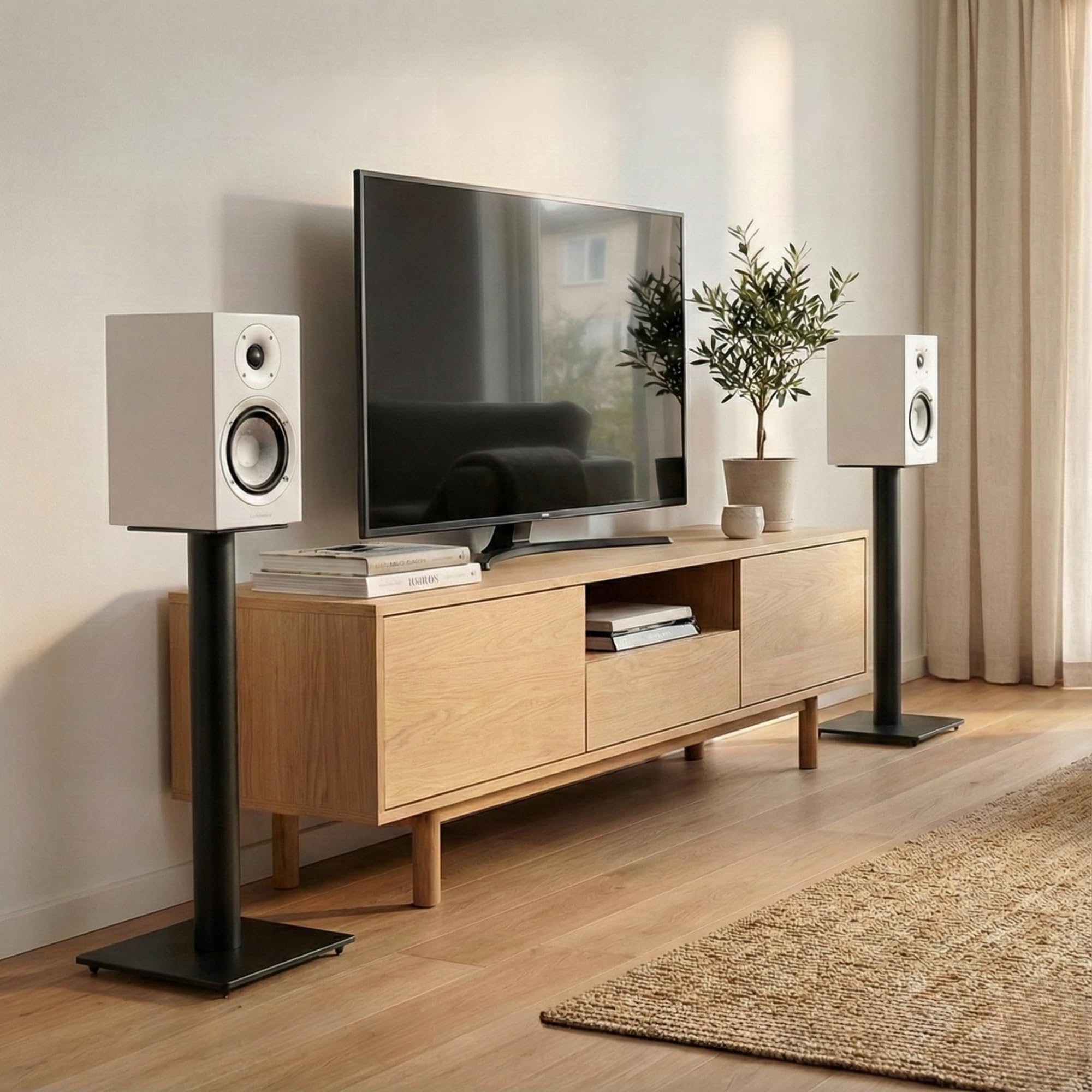 Sonorous SP100-70 Nero – Supporti da Pavimento per Diffusori 70 cm (Coppia) | Alluminio e Vetro Temperato | Fino a 20 kg per Supporto | Gestione Cavi Integrata.