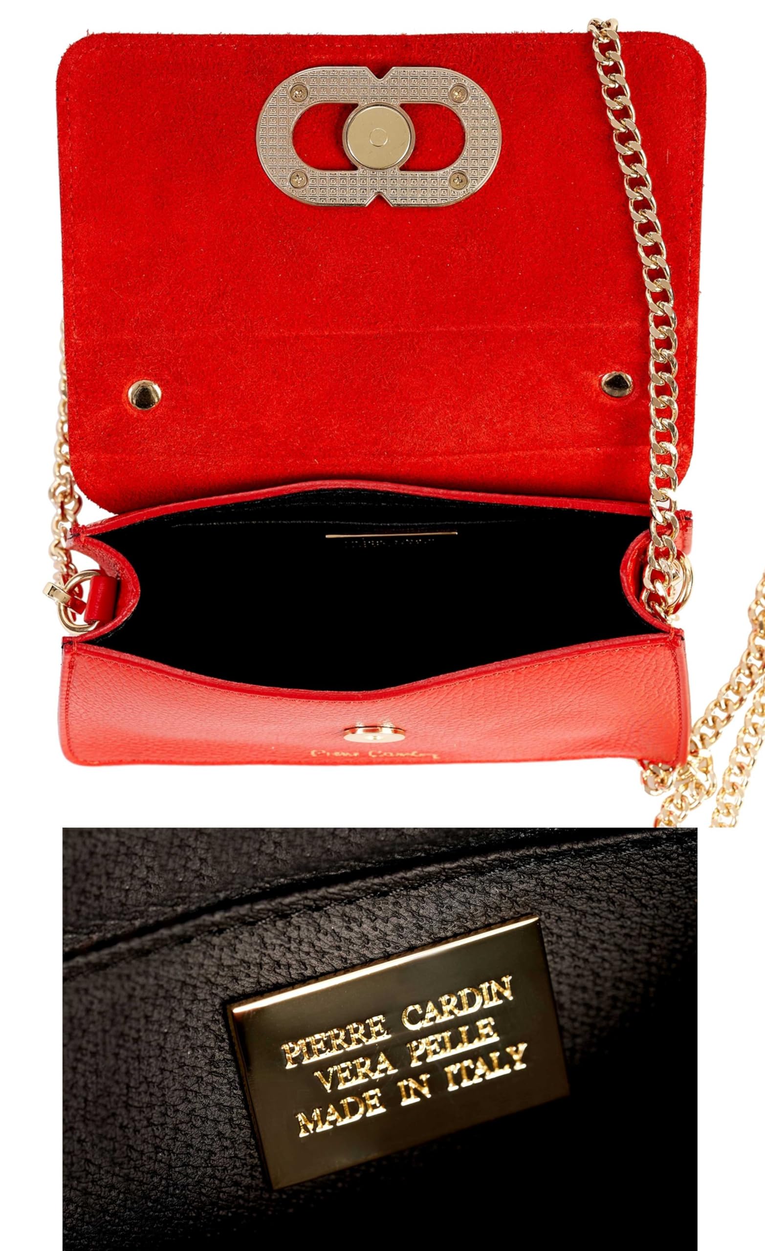 Pierre Cardin Bolso de mujer, piel auténtica, pequeño, de hombro, multifunción, elegante, bolso de mujer, bolso de hombro, multifunción, bolsos de mujer, de hombro