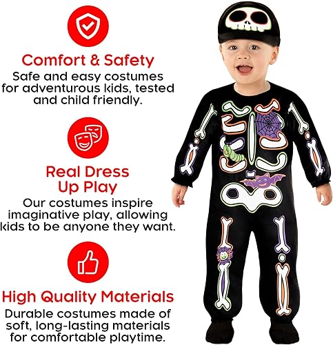 Miniatura 4 de Morph Disfraz de esqueleto para niños, disfraz de esqueleto para niños, disfraz de esqueleto para niños, disfraz de esqueleto para Halloween