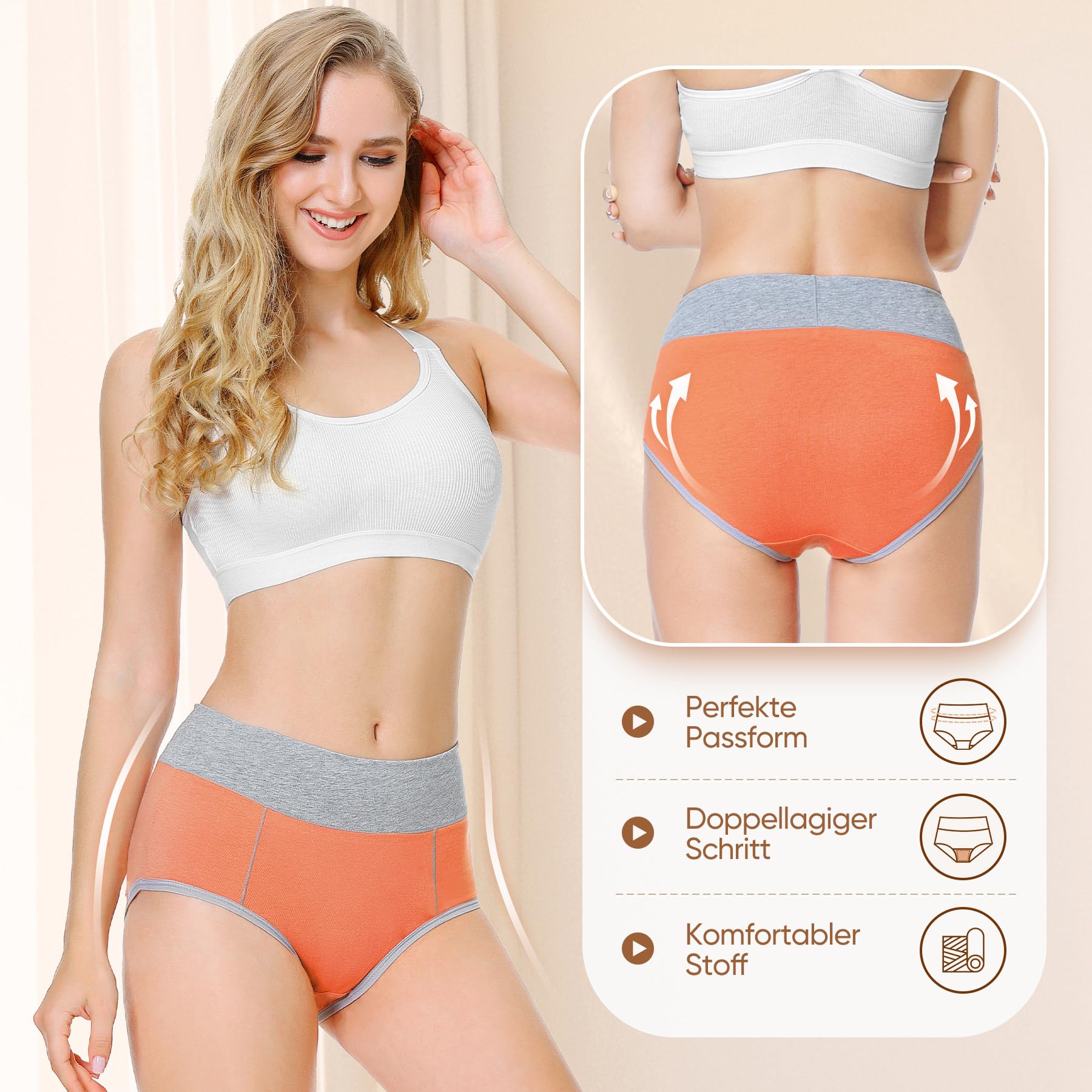 Falechay Mutanda Donna Vita Alta Cotone Slip Traspirante Confortevole Pacco da 5