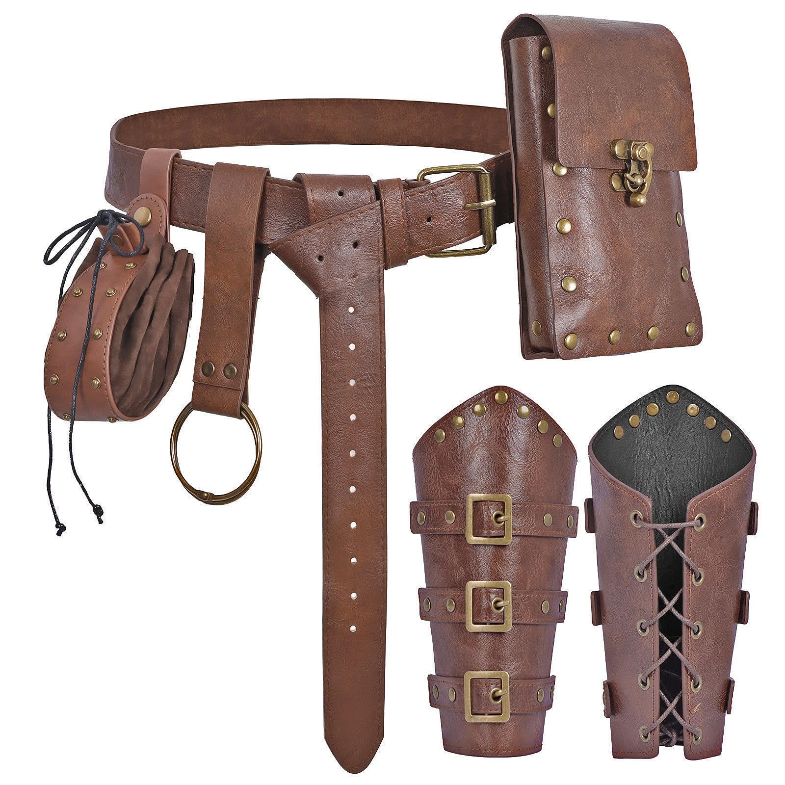 Renaissance Belt Pouch Set Medieval Pirate Ren Faire Accessories