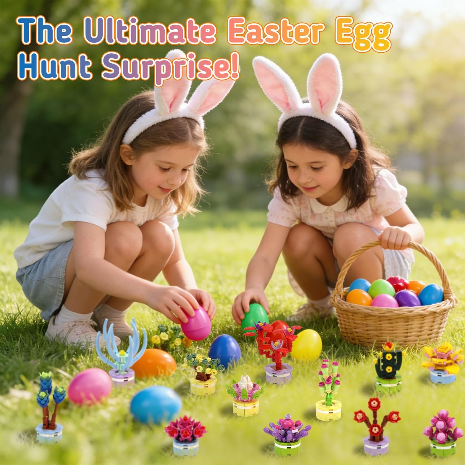 12PCS Easter Eggs with Succulent Building Blocks - for Easter Basket Stuffers/Fillers, Easter Egg Hunts, Easter Theme Party Favors & Gifts (Teens & Kids)