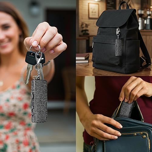 Miniatura 5 de Guard Dog Security Mini llavero de pistola aturdidora con brillos, potente pistola aturdidora para mujeres con linterna LED, recargable por USB