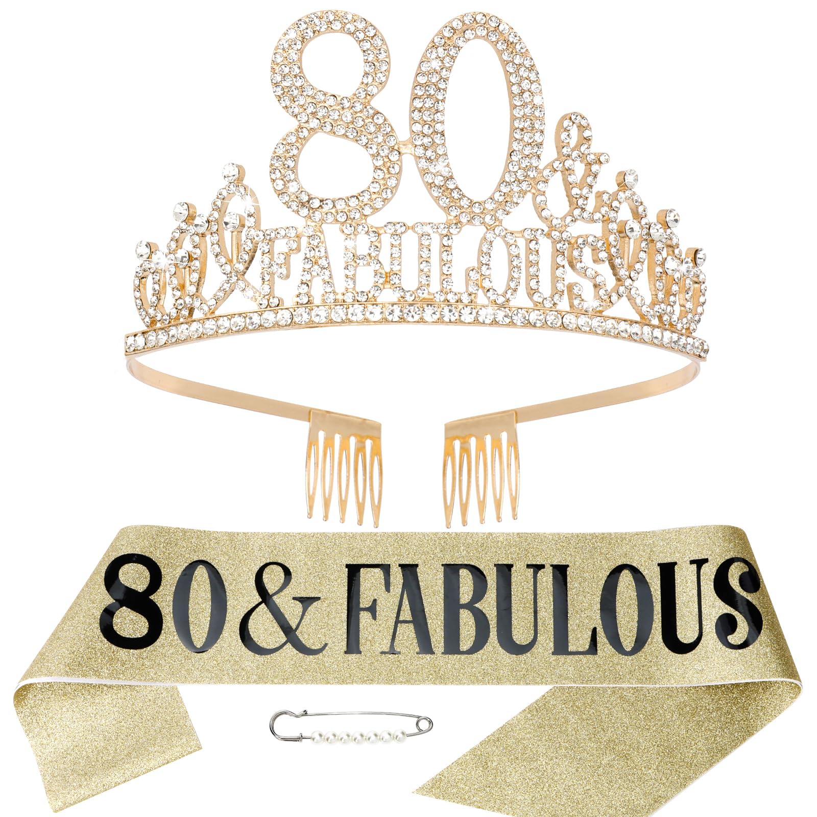 Photo 1 of Hapdoo Gold 80th Birthday Tiara & Sash Set