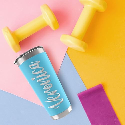 Miniatura 10 de Vasos delgados personalizados con tapa, regalos para ella de 20 onzas, rosa claro, 12 diseños, vaso grabado personalizado con nombre, tazas