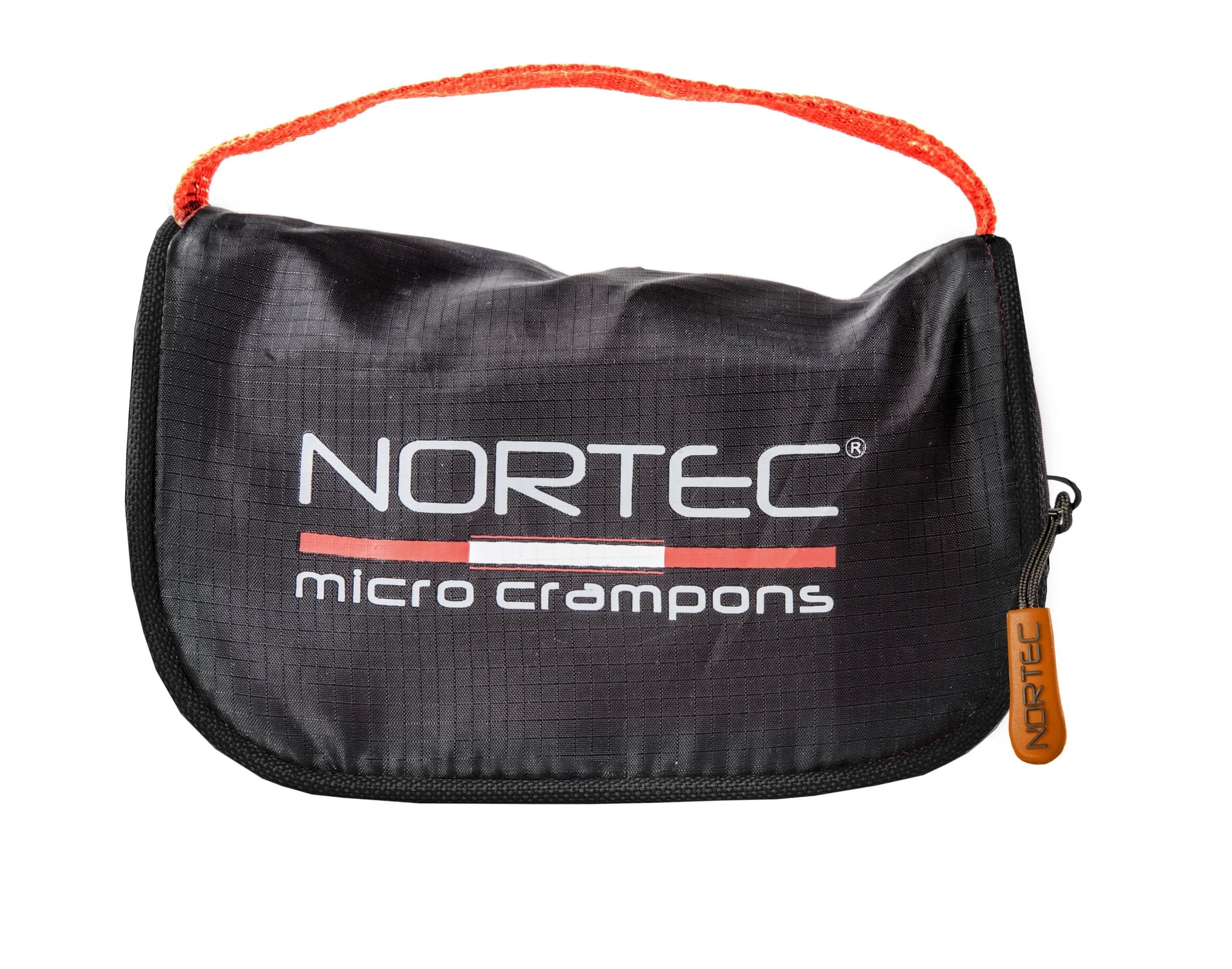 Nortec Hulajnogi TRAIL 2.4 Made in Italy na zimowe wyścigi szlakowe na lodzie i śniegu, minimalne mikro raki z pomarańczową torbą