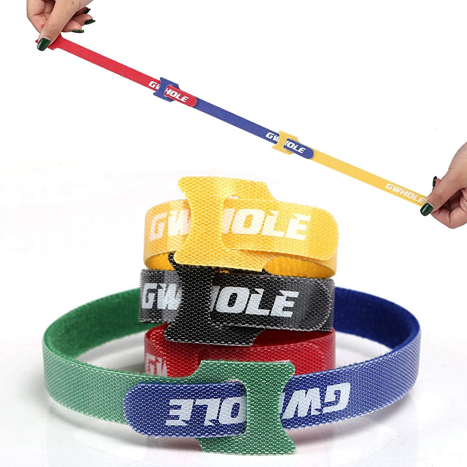 Gwhole Set di 60 fascette stringicavi, regolabili, riutilizzabili, 1,2 x 18 cm