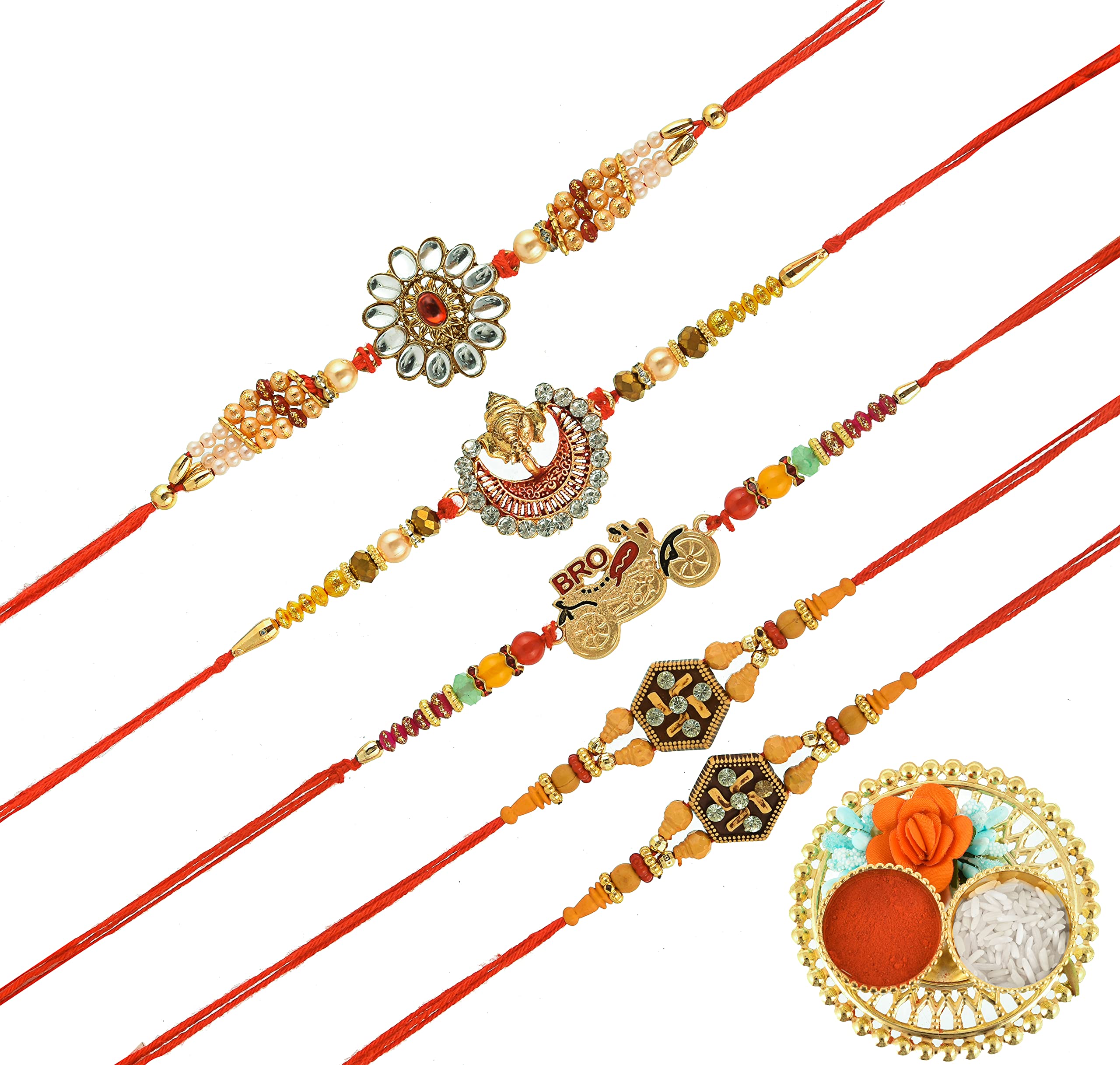 Desi Shopping 4 Rakhi Set - Brother Rakshabandhan Rakhi BRO, Ganesh, Kundan Rakhi - With Patter (B09ZVMBPB5) Amazon Price History, Amazon Price Tracker