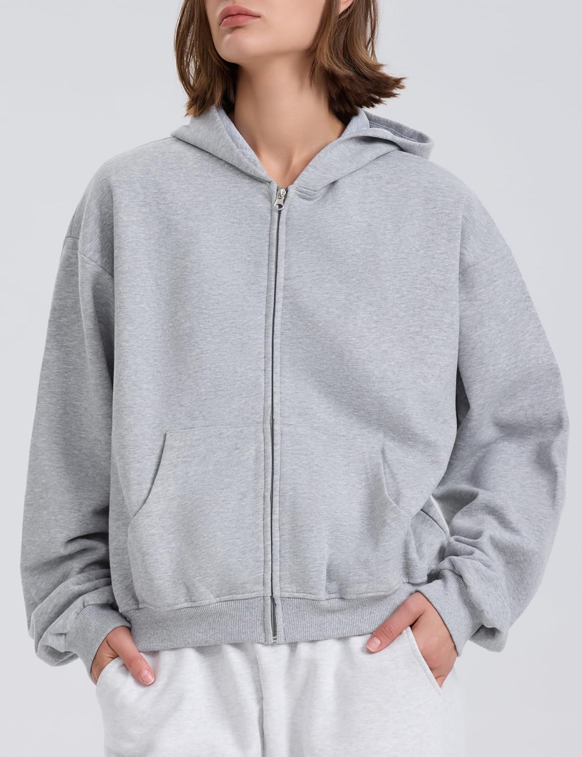 PrettyGuide Women's Zip Up Hoodies Casual Long Sleeve Fleece Cropped Sweatshirts Jackets with Pocket - Image 8