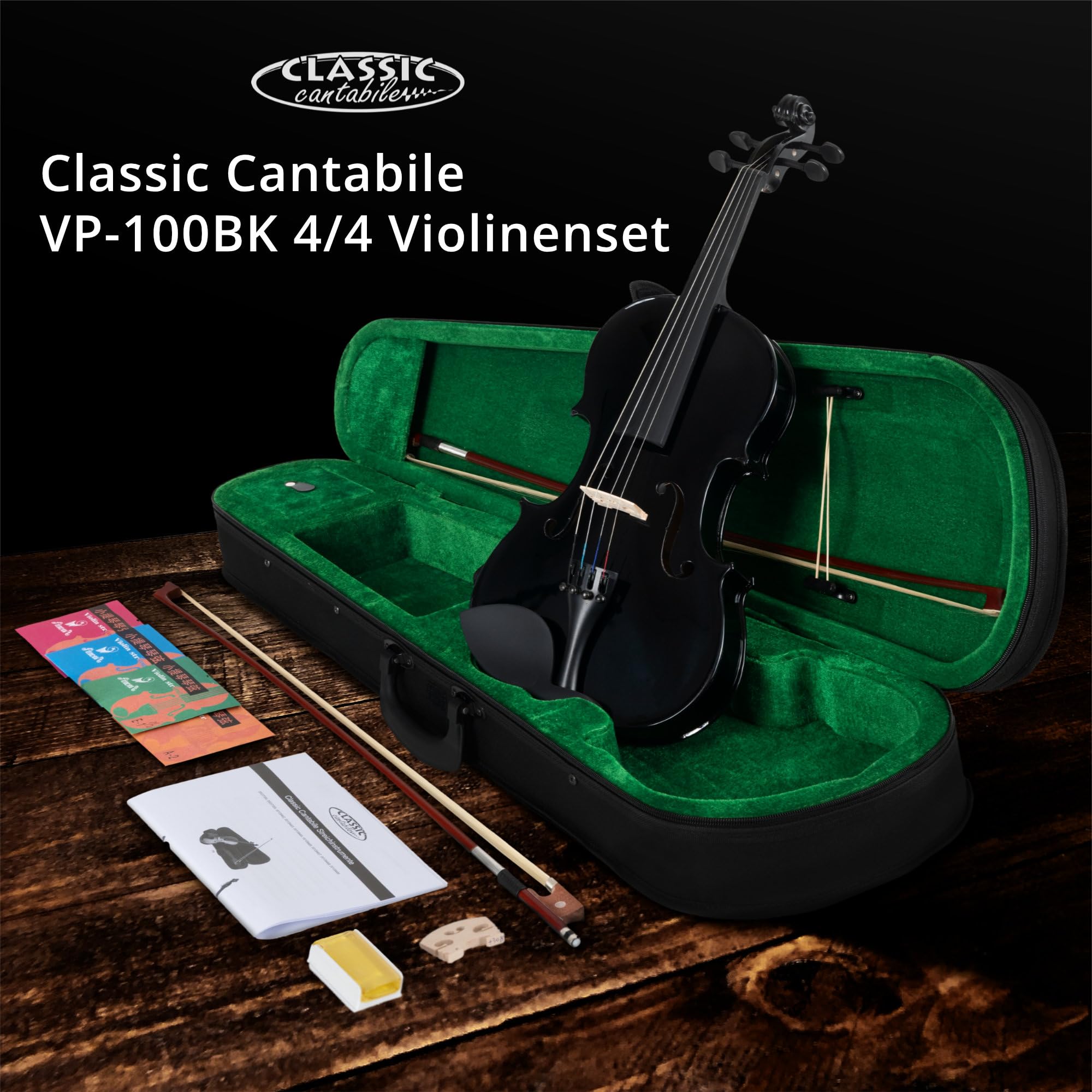 Classic Cantabile VP-100BK Conjunto De Violín 4/4 Negro, Tamaño: 4/4