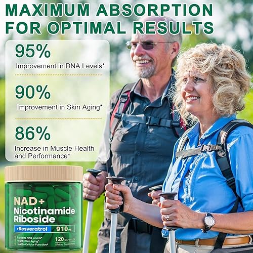 Miniatura 7 de Suplemento NAD+ - Suplemento de nicotinamida ribósido de 910 mg para hombres y mujeres, resveratrol de ribósido de nicotinamida liposomal, para