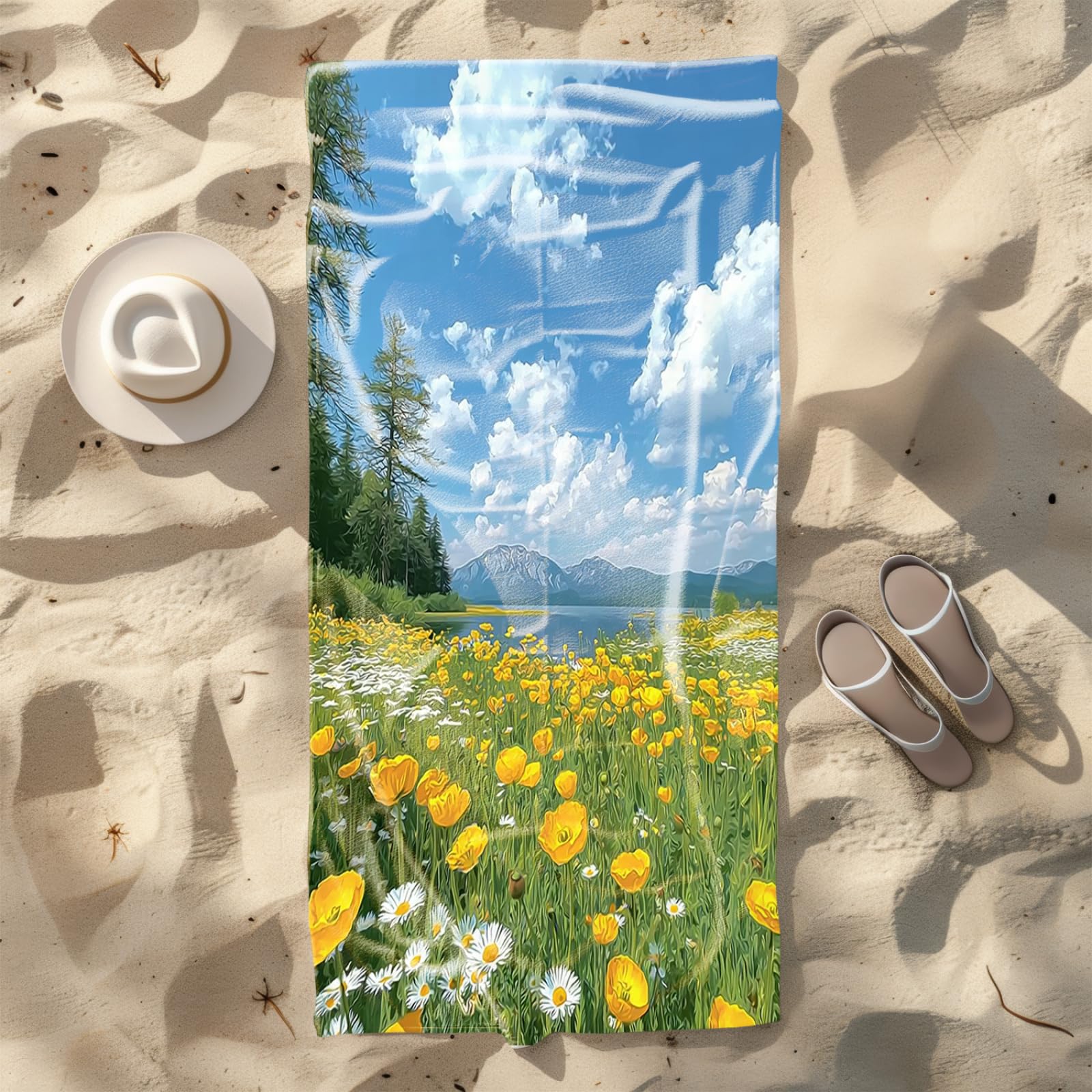 Tapis de Plage XXL Anti Sable Bleu Serviette Piscine Adulte,Natte De Plage Pliable, Voyage Accessoires De Plage Camping,Serviette de Bain Personnalisée