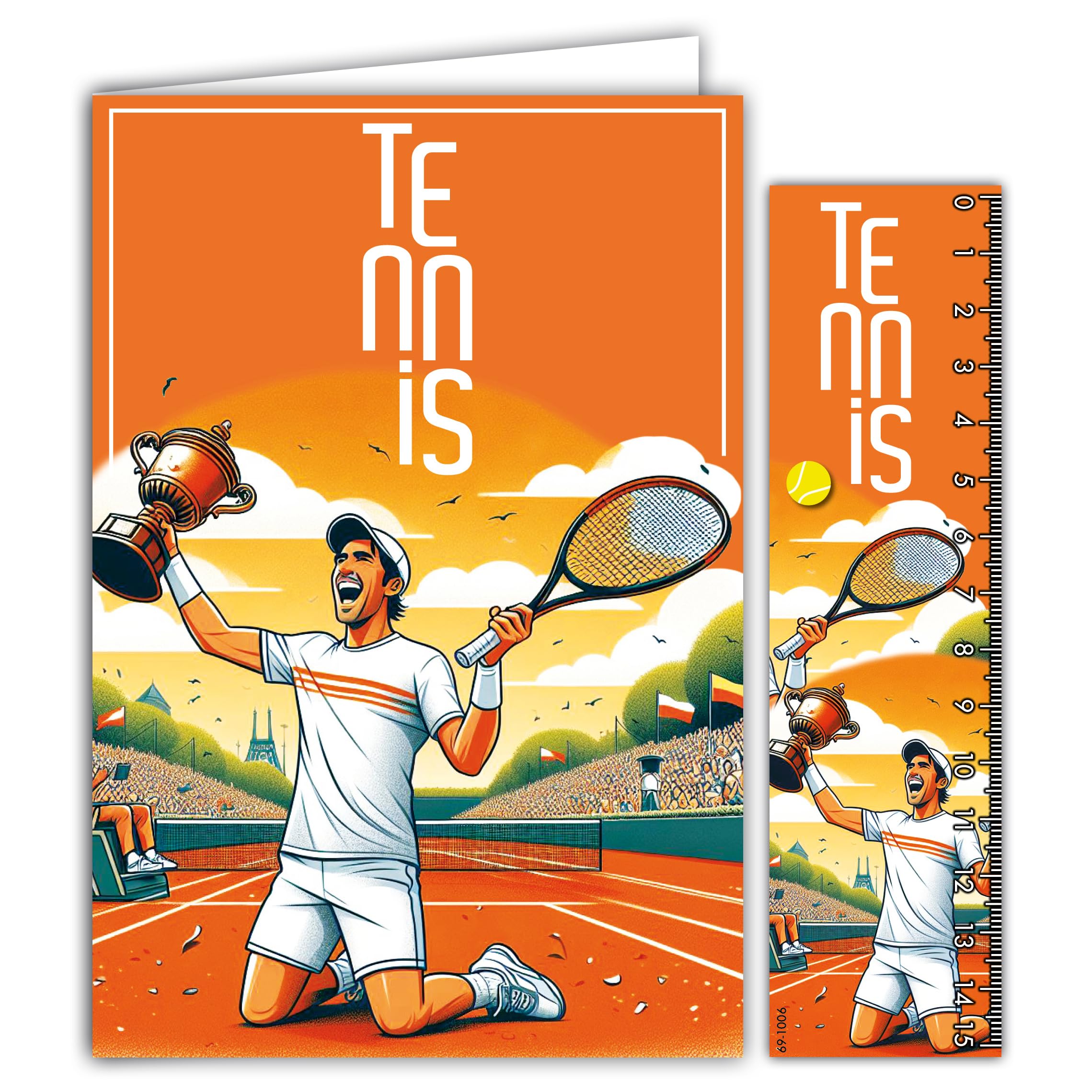 AFIE 69-1006 Tennis Card on Clay with Envelope 12 x 17.5 cm for Sports Sportsman Player Champion or Supporters – Passion Sports Collection of the Olympic Games – Made in France
