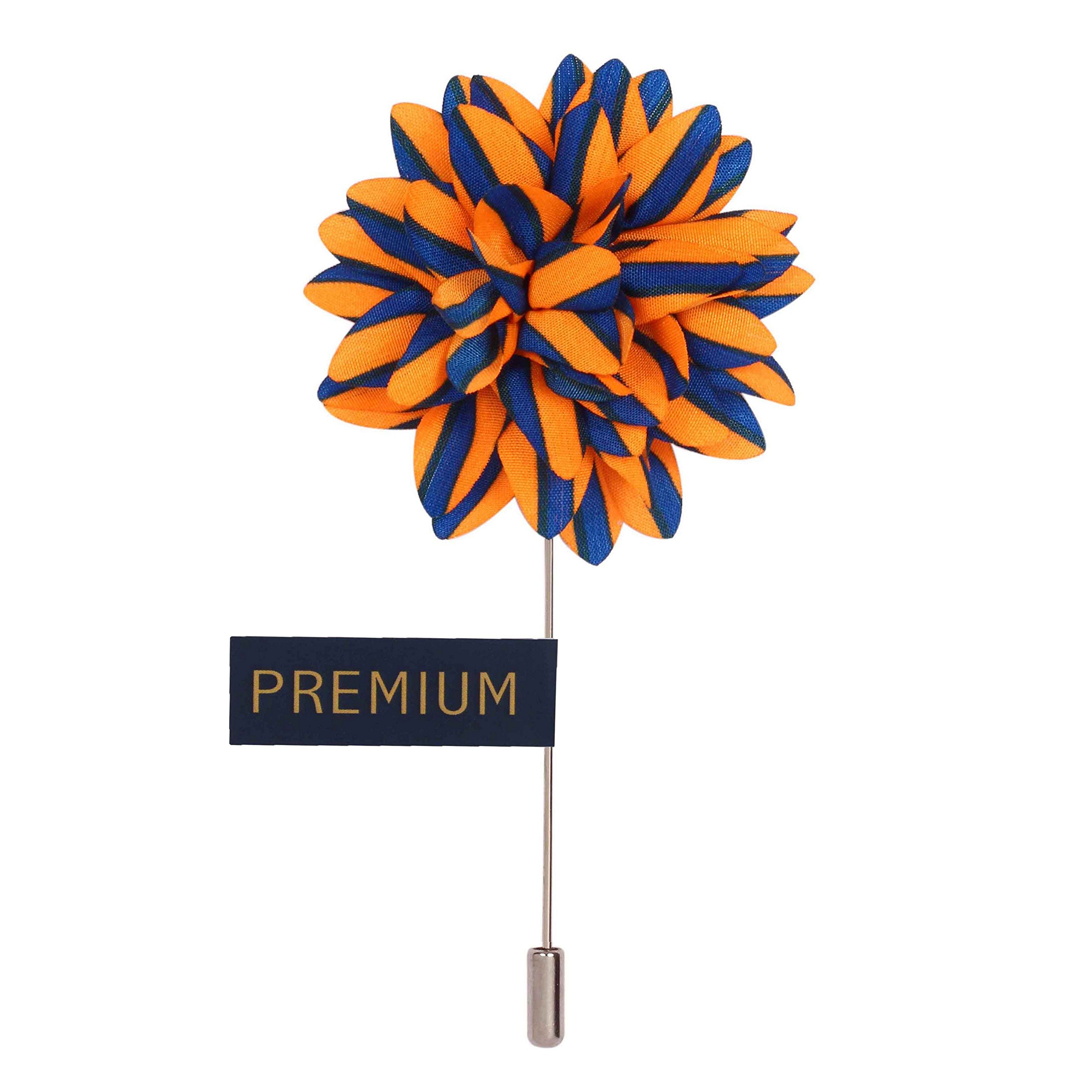 peluche Striped Petals - Orange Colored Brooch/Lapel Pin for Men-picture-23