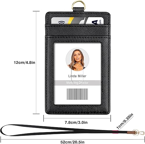 Miniatura 4 de Azrra Cordones para tarjetas de identificación, cordón con 1 soporte para identificación y 4 ranuras para tarjetas de crédito, soporte vertical