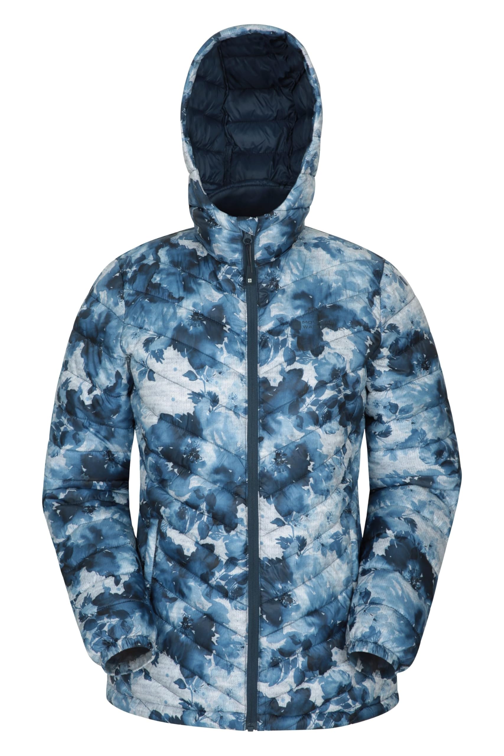 Mountain Warehouse Women's 'Seasons' Printed Padded Water Resistant Travelling Jacket in Grey | Size: 6