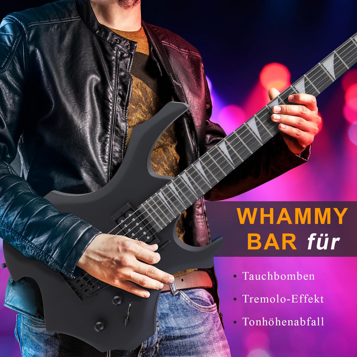 Pyle E Gitarre – Electric Guitar Set – E Gitarre Set mit Elektrische Gitarre, E-Gitarre Verstärker, Gitarren Tasche, Saiten, Gurt, Stimmgerät & Kabel, für Heavy Metal & Reisegitarre, Gitarre Schwarz