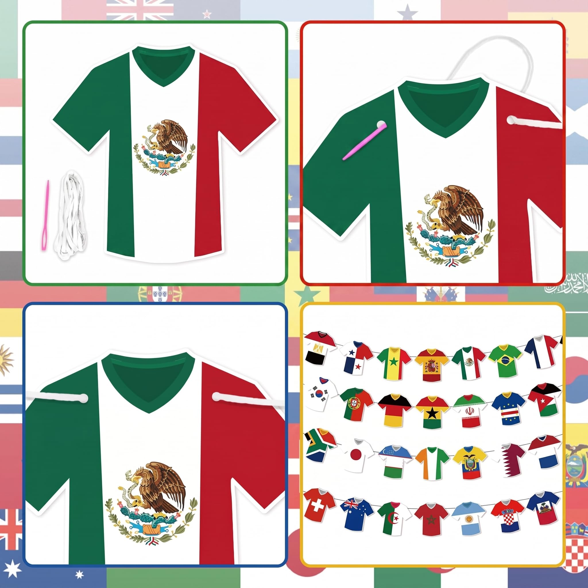 World Cup Football 2026 Decorations Banner Jersey Flags, Football World Cup 2026 Party Supplies, World Cup Wall Decor 2026 for Home Office Pub, Soccer Watch Party Decorations for Fans, BBQ — view 7