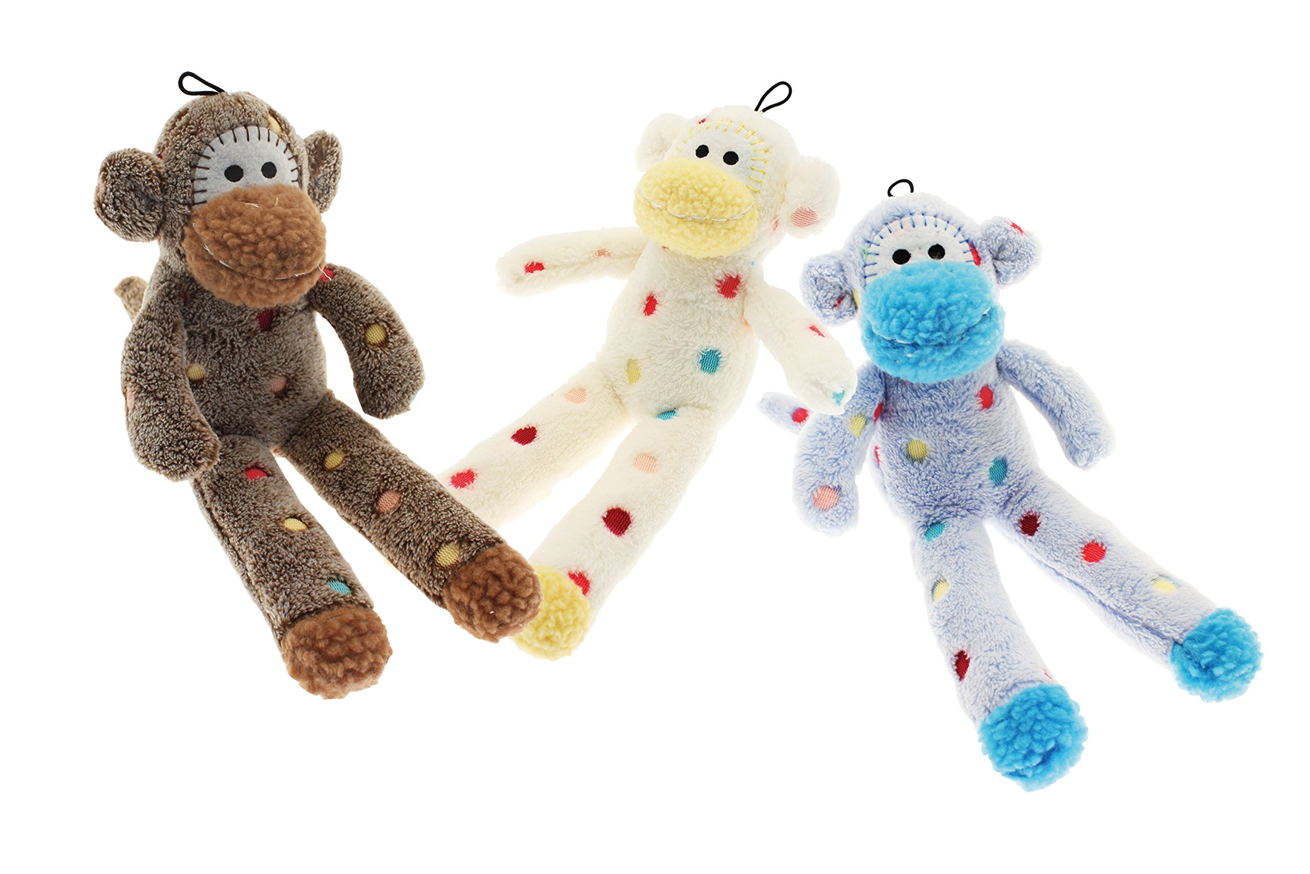 Happy Pet Little Rascals Sock Monkey Puppy Toy - Squeaky Interactive Plush Dog Toy