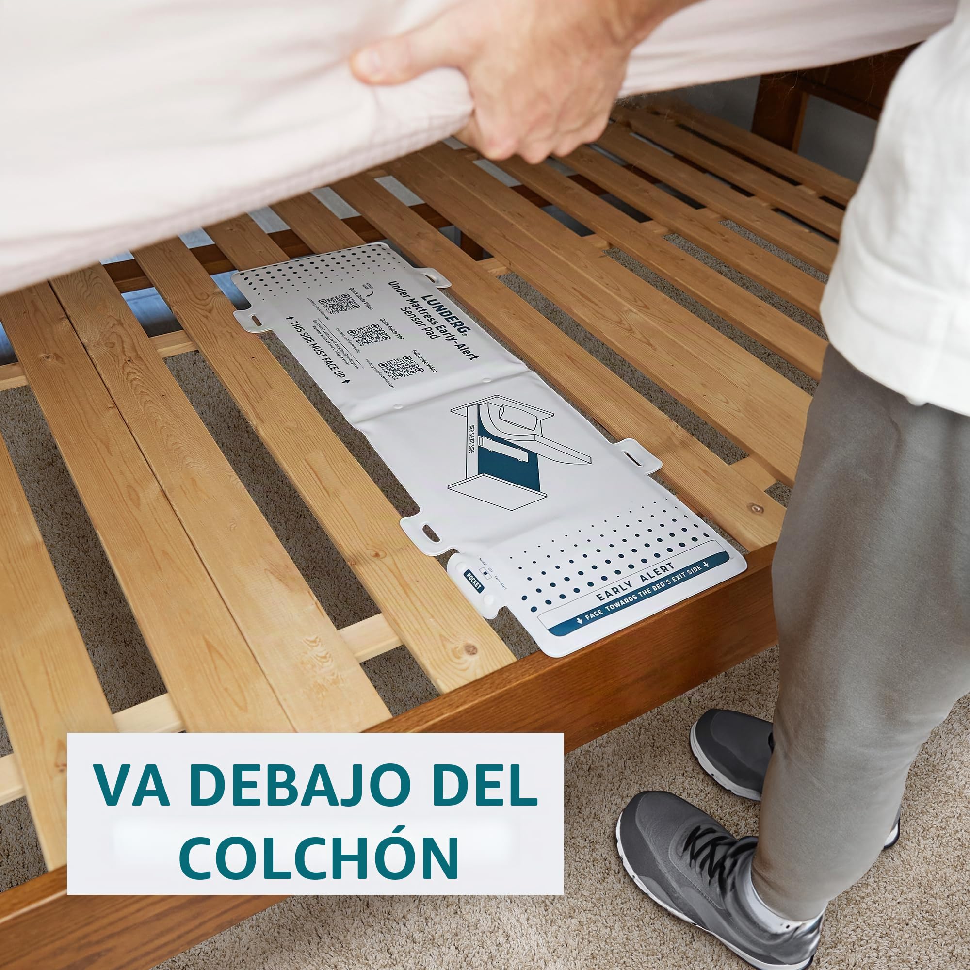Lunderg Alarma de cama inalámbrica debajo del colchón para adultos mayores, almohadilla de sensor con alerta temprana y localizador