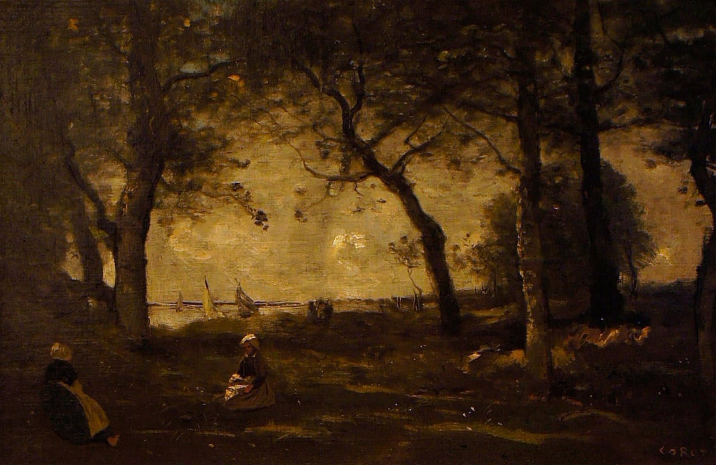 ARTXLXXBN Famous Painting Art Wall Decor Abstract Art Picture Honfleur derierre les arbres by Jean Baptiste Camille Corot Animal Pictures for Home Decor 60x90cm