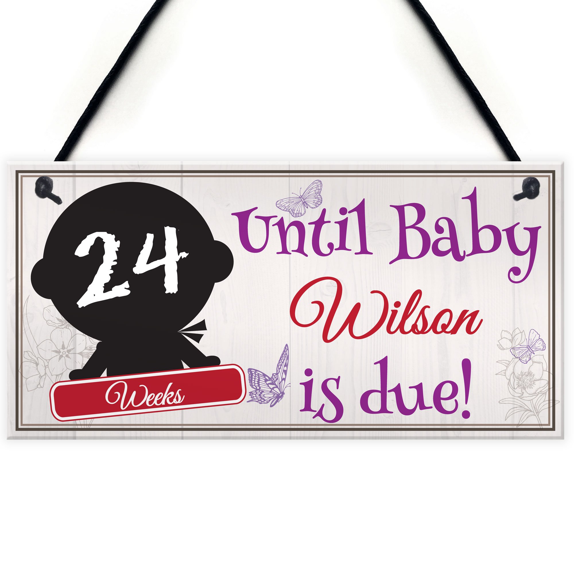Red Ocean Personalised Chalkboard Countdown Baby Due Pregnancy Hanging Plaque Gift Sign