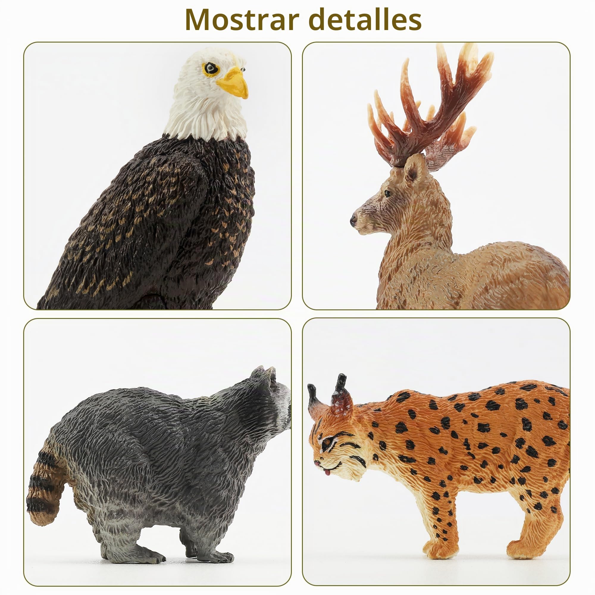 toymany Figuras de Animales del Bosque de América del Norte, Juego de Animales de la Selva, Juguete Educativo para decoración de Tartas, Regalo de cumpleaños de Navidad para niños pequeños