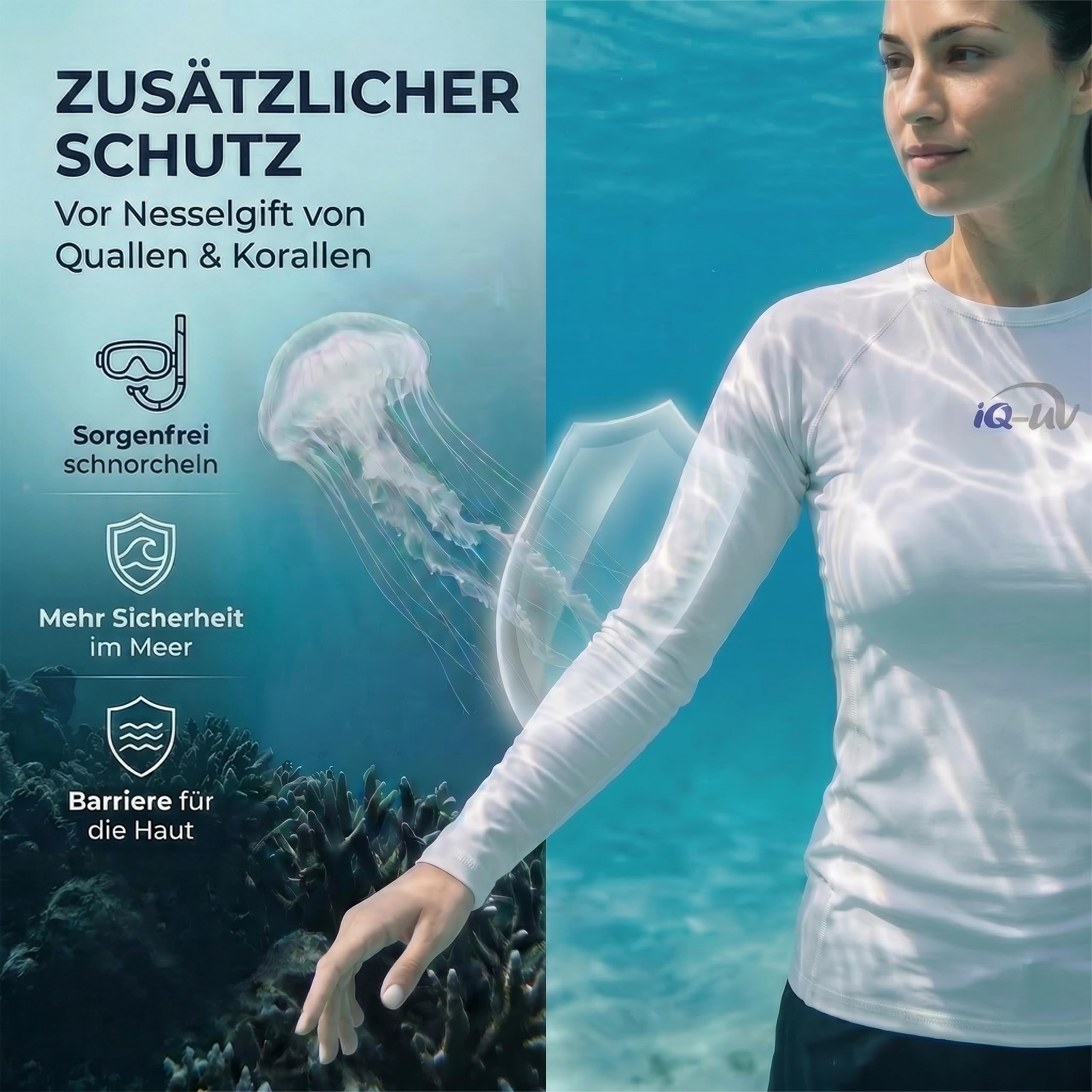 iQ Company UV 300 - Camiseta de protección UV con manga larga de natación para mujer