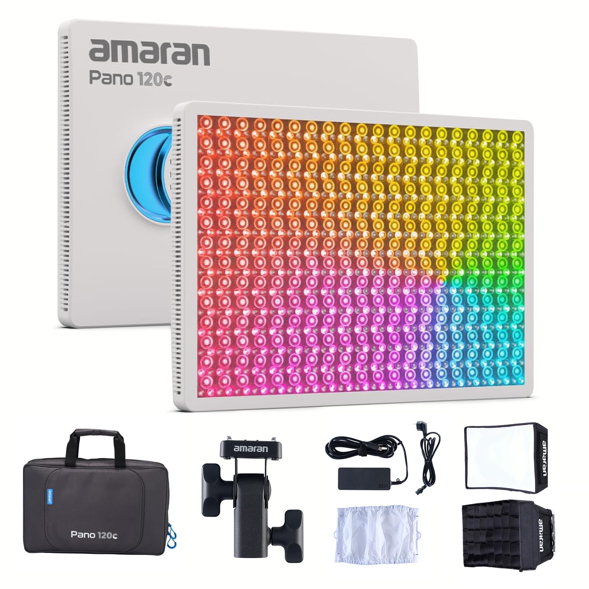 Amaran Pano 120c Kit RGBWW LED Vidéo Éclairage continu 120W CCT 2300K-10000K avec contrôle APP 12 Effets d’éclairage de Photographie pour Youtube Vlog