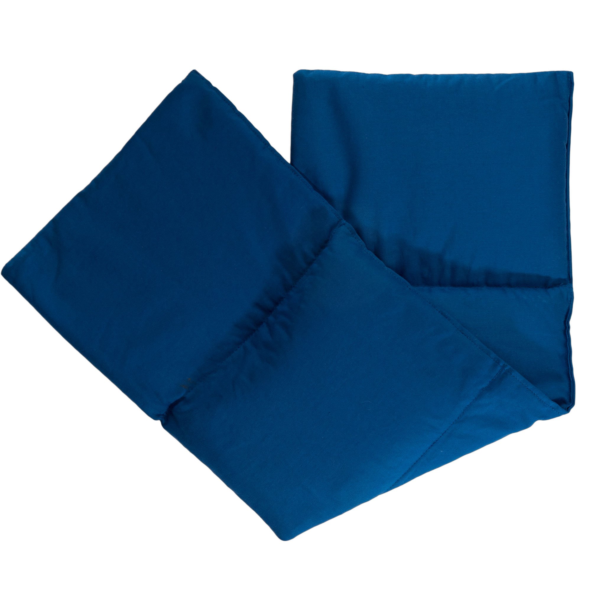 Cuscino termico - Cuscino con semi di ribes 60x20cm. Riscaldabile e impacco freddo con tessuto. Terapia caldo e freddo. (Contone biologico, blu oscuro, diviso en 4 compartimenti)