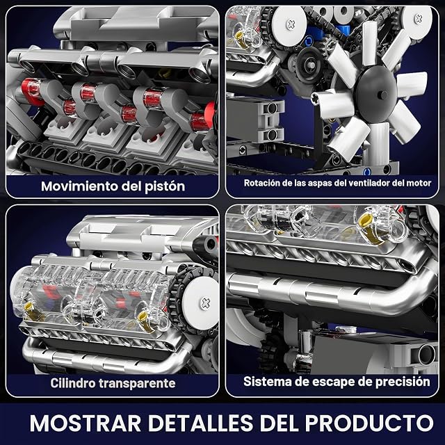 Foto 6 de 6 de Mould King V8 Bloques De Construcción De Motor Moc Abrazadera Bloques De Construcción Kit De Modelo De Motor…