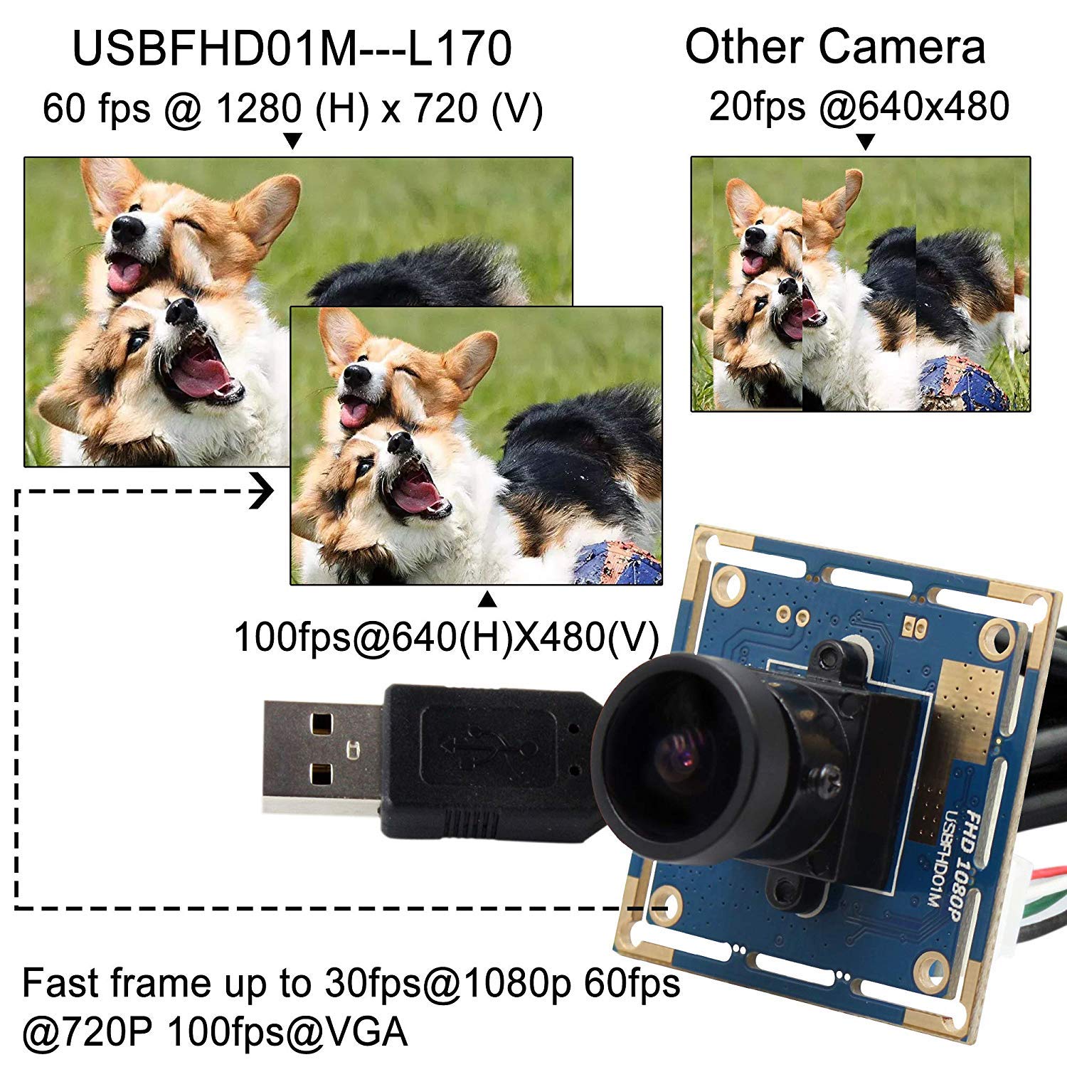 Svpro Webcam Grand Angle 170 degrés Fisheye Camera USB Full HD 1080P 30fps Caméra Web pour Linux/Windows/Android