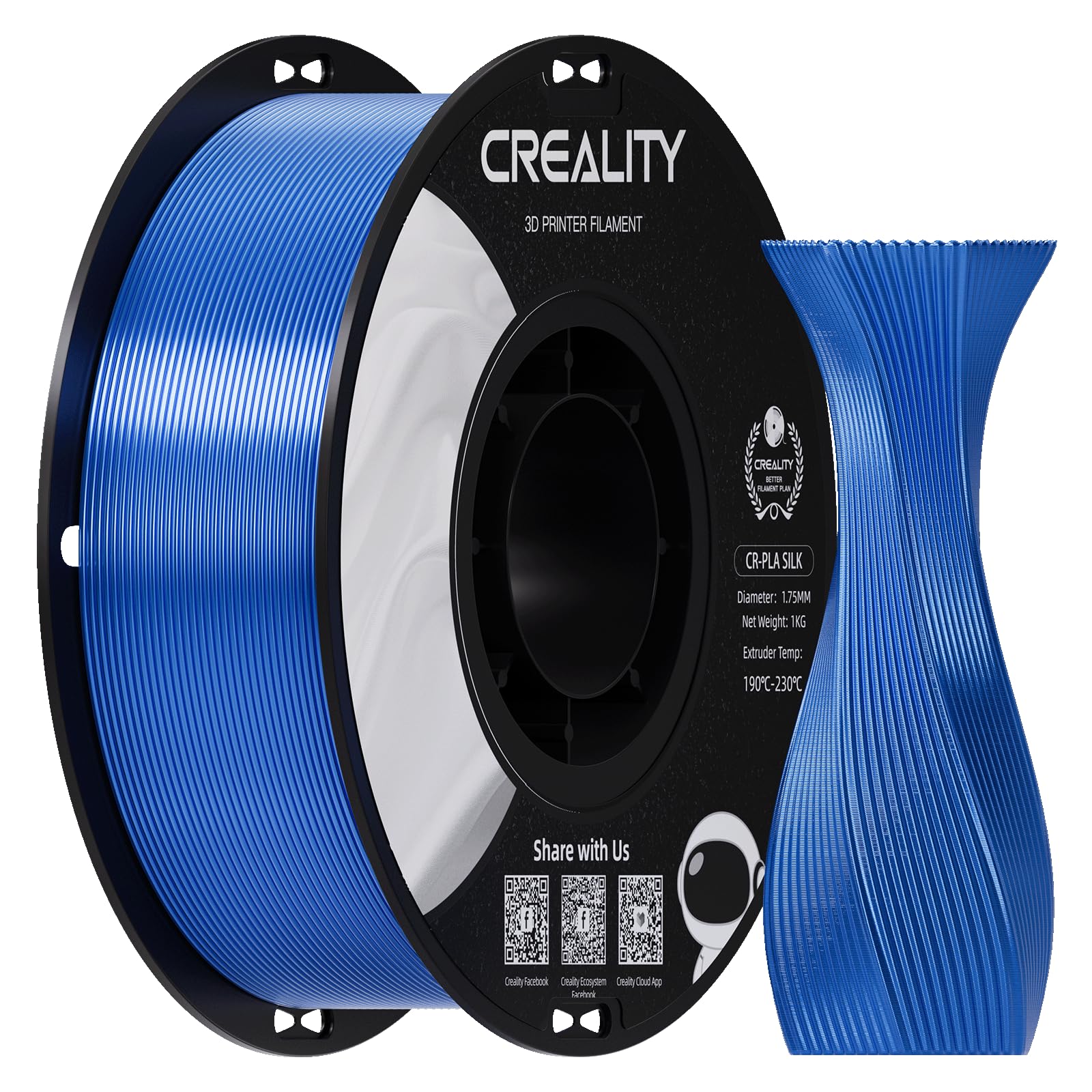 Creality Silk PLA 3D Printer Filament 1.75mm, 1kg, Blue