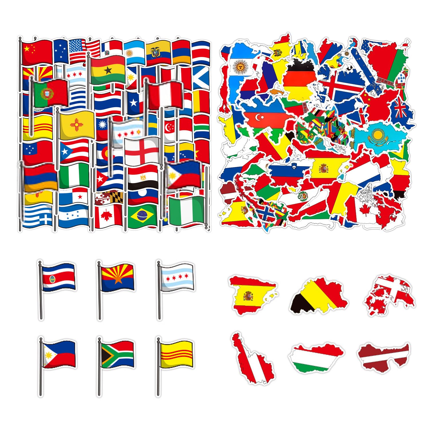 Gdfhbd Color 100 National Map Stickers, Suitcase Stickers, Flags Of Countries Around The World, Notebook Mobile Phone Stickers, Flag Stickers, Doodle Stickers.