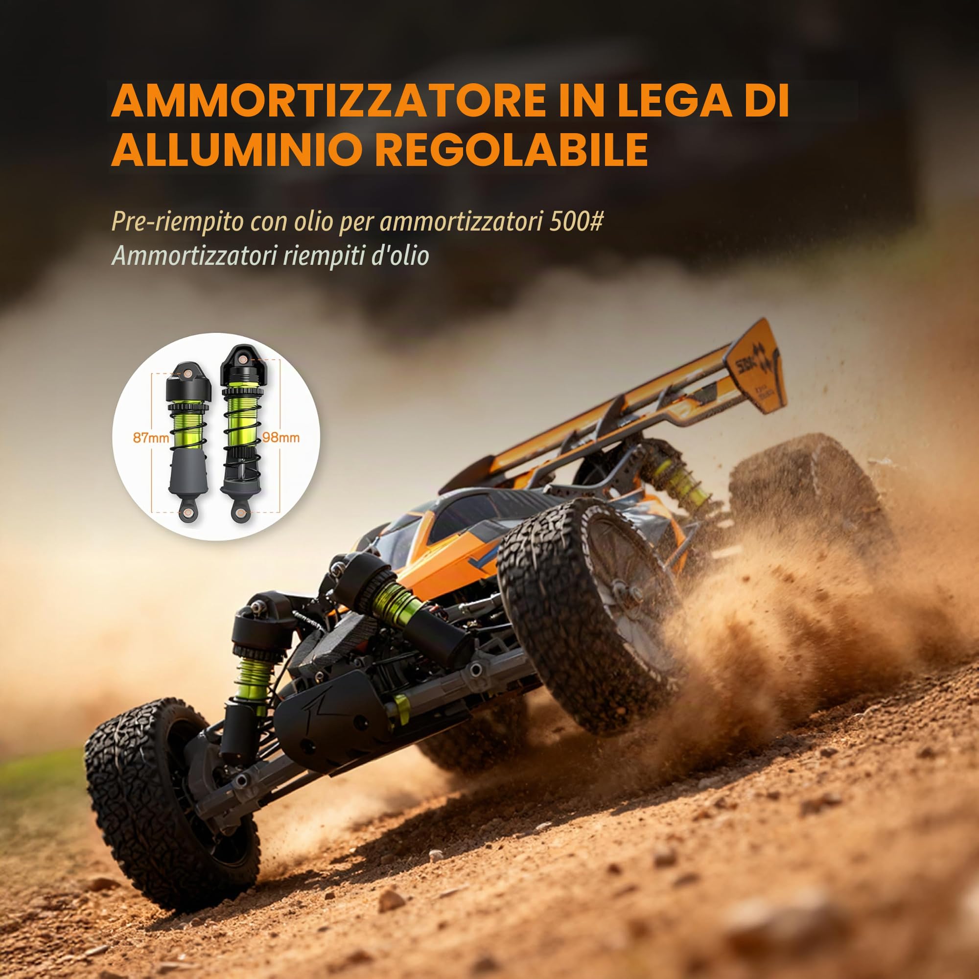 CROBOLL RLAARLO 1:10 Auto RC Brushless per Adulti, Velocità Massima 65+ km/h, Buggy 4X4 Fuoristrada, Auto da Corsa Telecomandata RTR con Ammortizzatori Carichi d'Olio